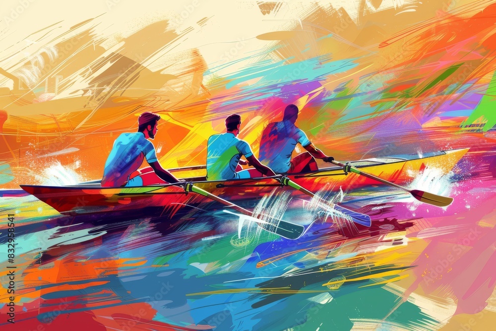 Illustration of rowing, Summer Olympic Games in Paris.