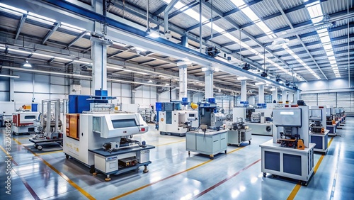 A modern factory floor with advanced milling equipment © surapong
