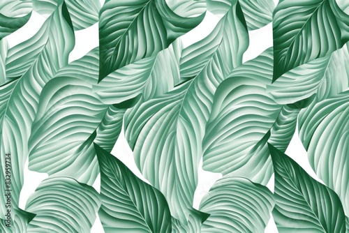 Green leaves art deco pattern.