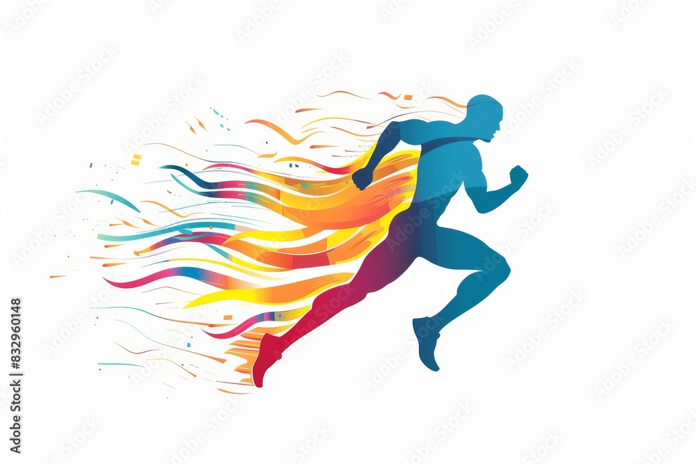 Runner logo with colorful flame.