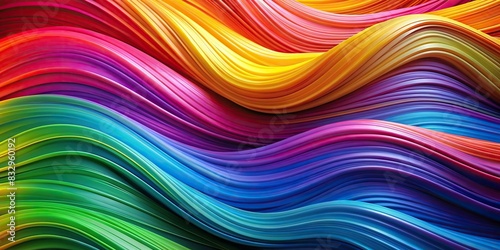 Abstract flowing waves in a rainbow of colors with a sense of energy and motion