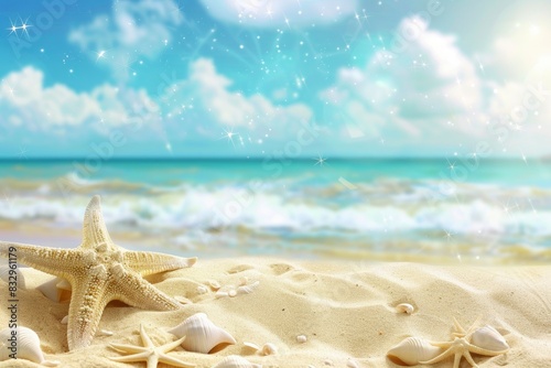 Beach product background - generative ai