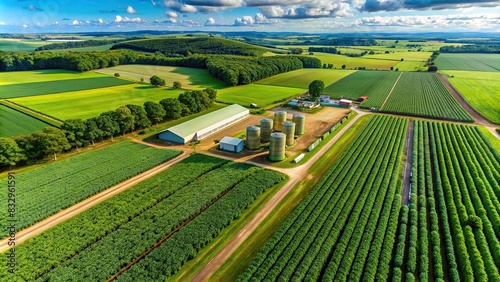 Aerial view of a sustainable soy farm for agro business photo