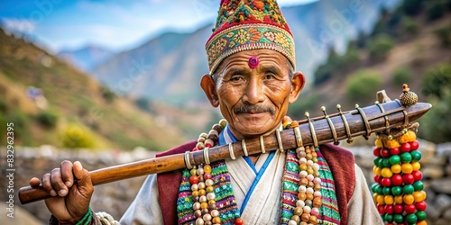 Nepalese Gunyu Cholo showcasing Himalayan craftsmanship and traditions photo