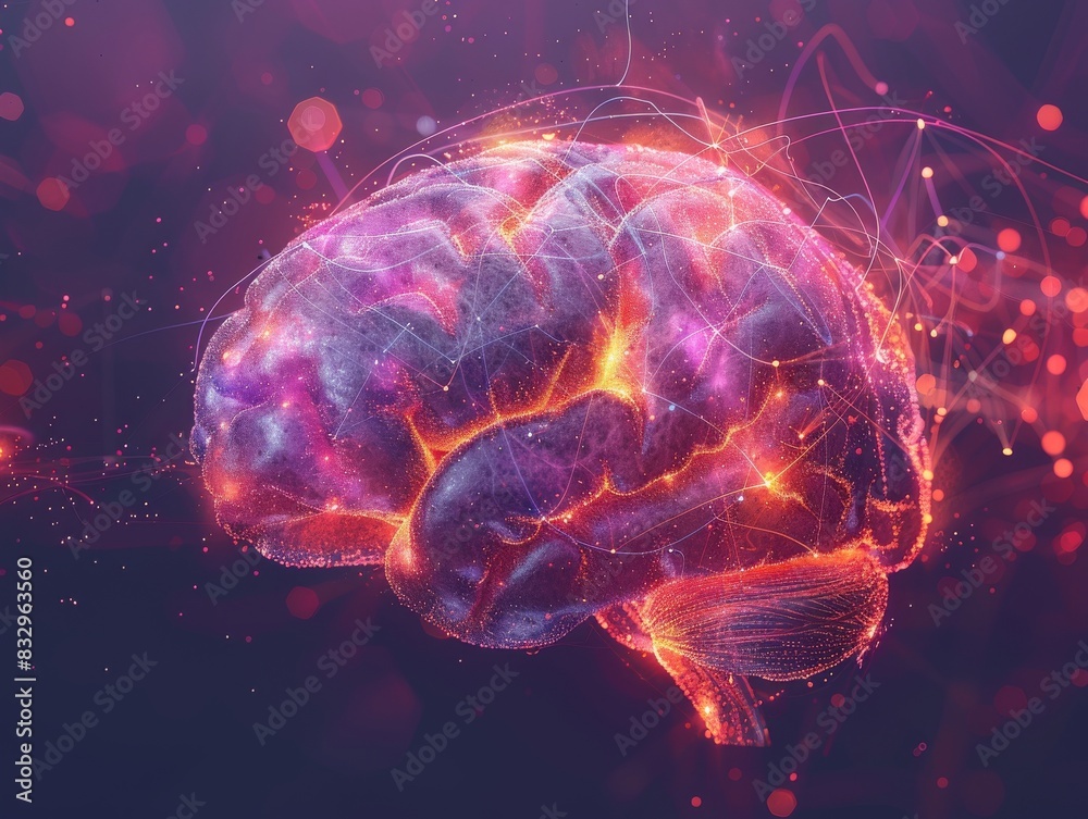 An abstract background with copy space and a digital brain, artificial intelligence concept. An abstract background with copy space and a digital brain, artificial intelligence concept.