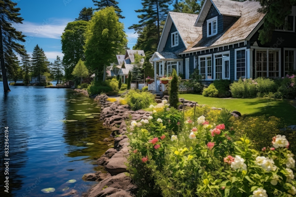 Obraz premium Summer cottages - Generative AI