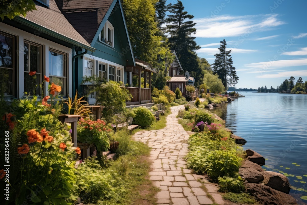 Fototapeta premium Summer cottages - Generative AI