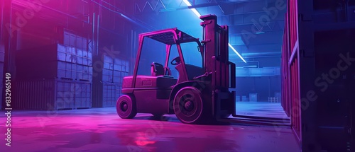 forklift truck with nobody parked inside a warehouse