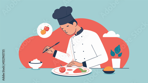 In one page of their culinary sketchbook a chef sketches out different plating options for a new dish exploring the possibilities and potential. Vector illustration