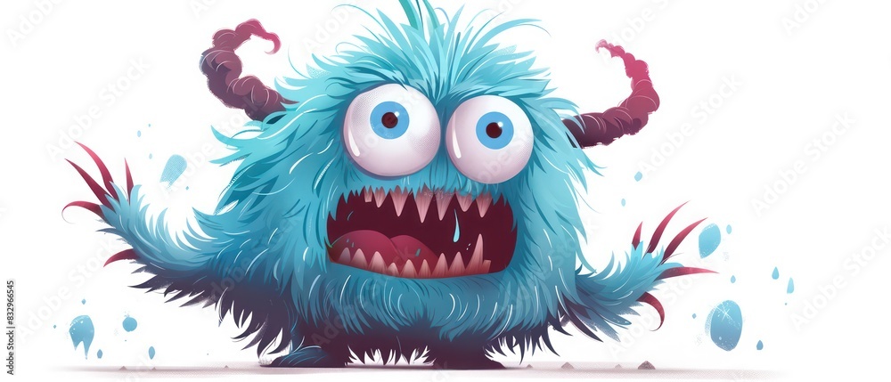 fuzzy monster character illustration, very colorful and funny isolated on a white background fuzzy monster character illustration, very colorful and funny isolated on a white background