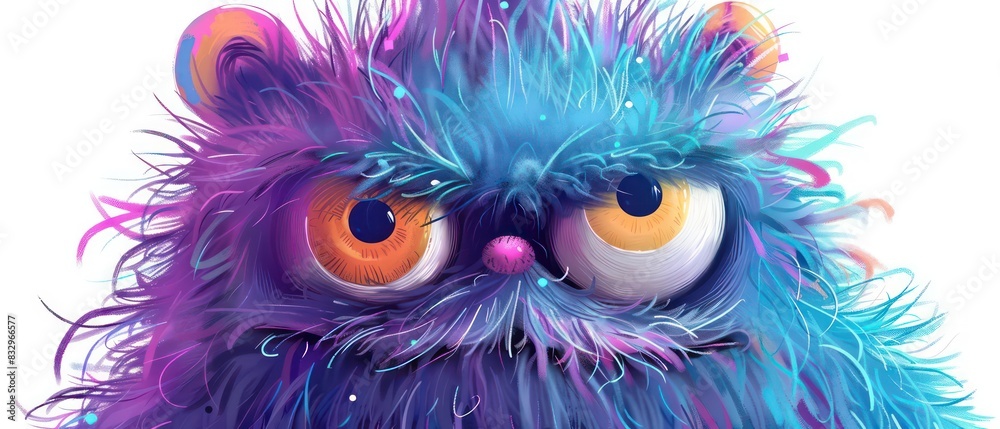 fuzzy monster character illustration, very colorful and funny isolated on a white background fuzzy monster character illustration, very colorful and funny isolated on a white background