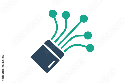 Fiber icon, cable. icon related to utilities. solid icon style. utilities elements vector illustration