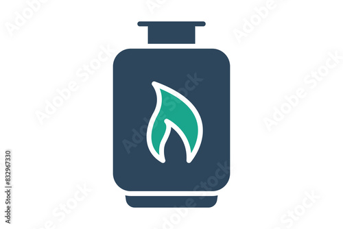 Propane icon. gas cylinder with fire. icon related to utilities. solid icon style. utilities elements vector illustration