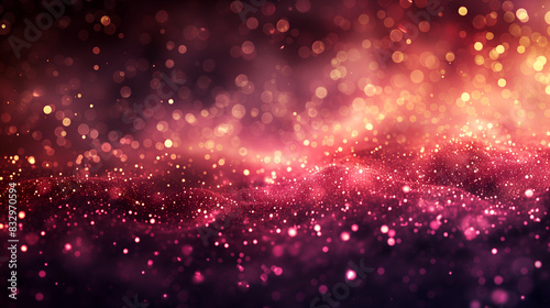 background with gold glitter, space background, starry sky, bokeh effect, digital art style, dark red and light maroon