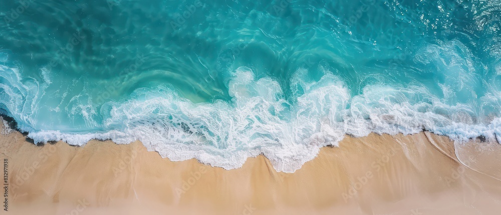 Fototapeta premium minimalist landscape wallpaper background with the coast line of a beach and ocean 