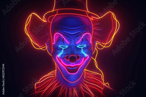 Neon line style clown
