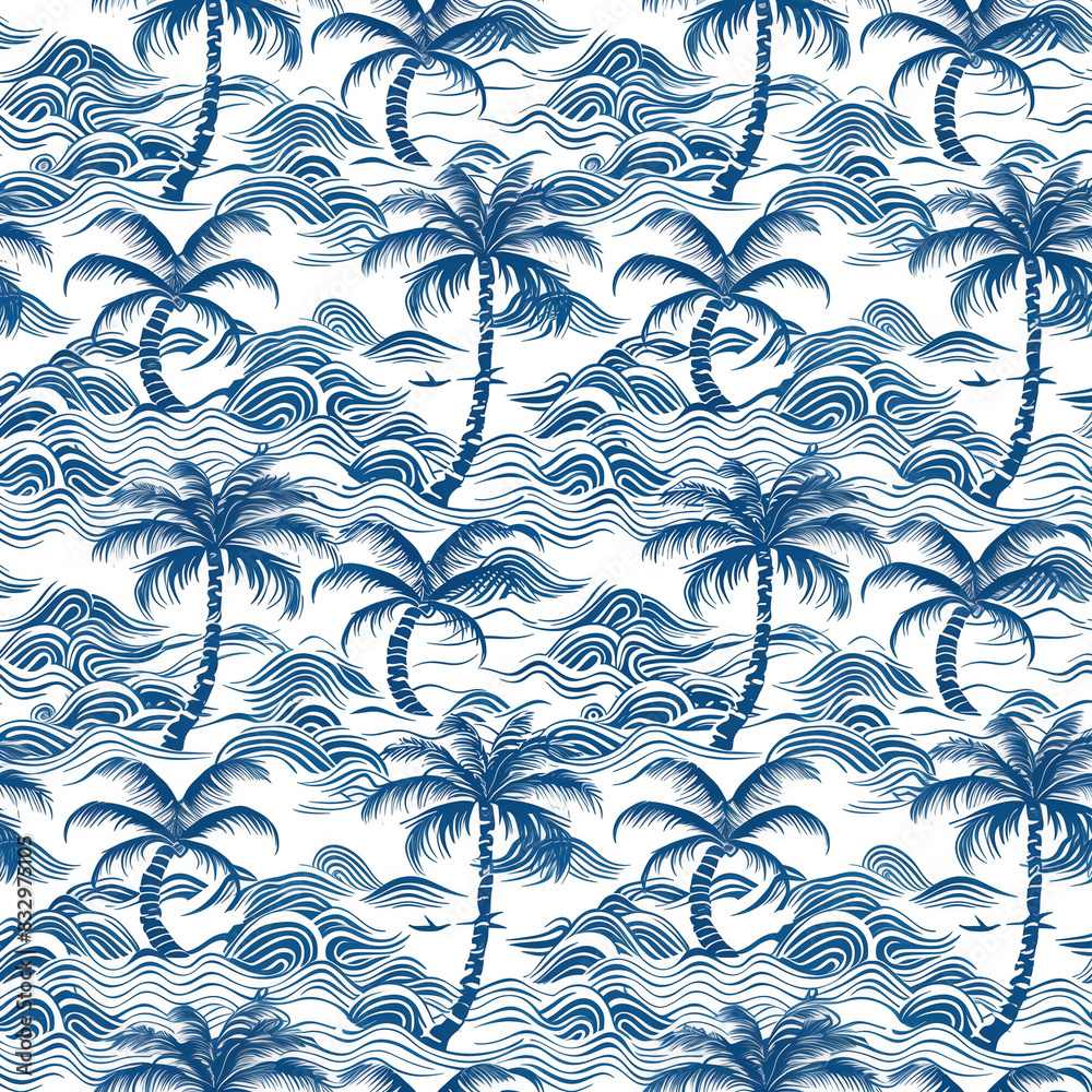 seamless pattern sea and coconut tree of shirt Hawaii style seamless pattern sea and coconut tree of shirt Hawaii style