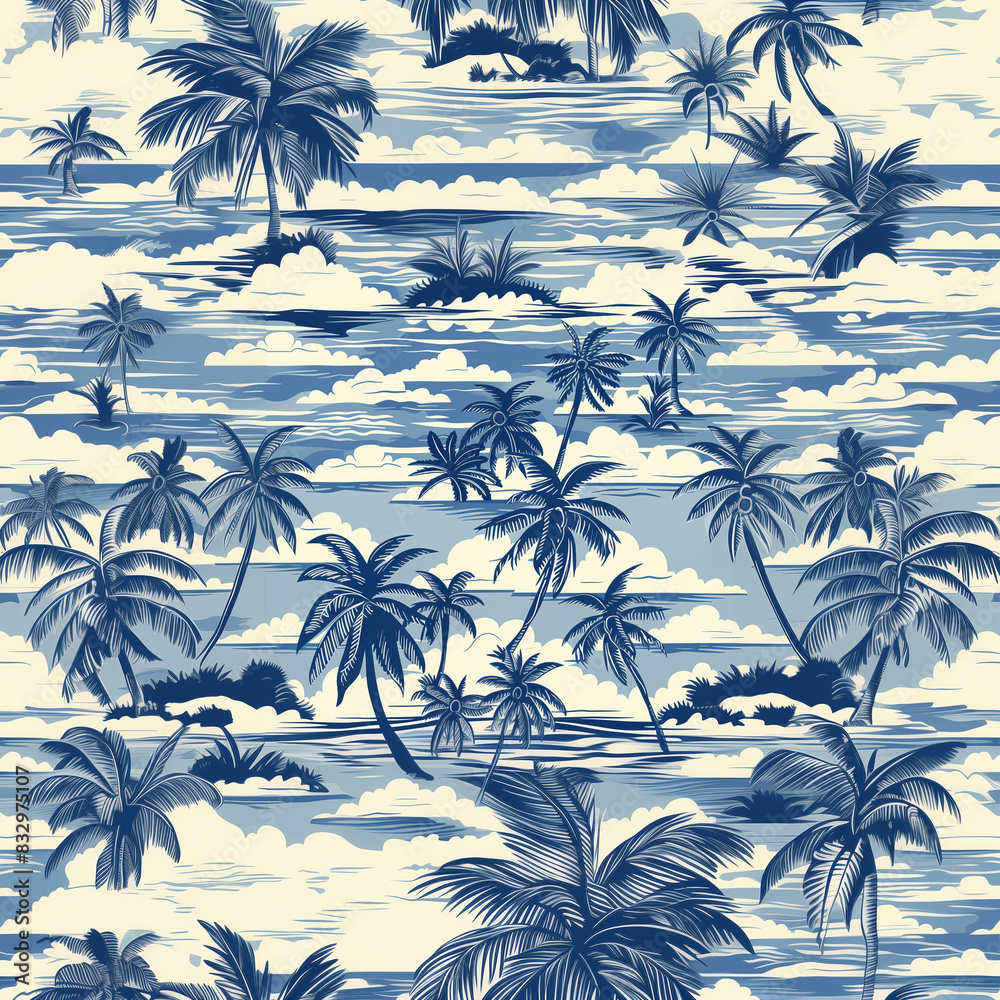 seamless pattern sea and coconut tree of shirt Hawaii style seamless pattern sea and coconut tree of shirt Hawaii style