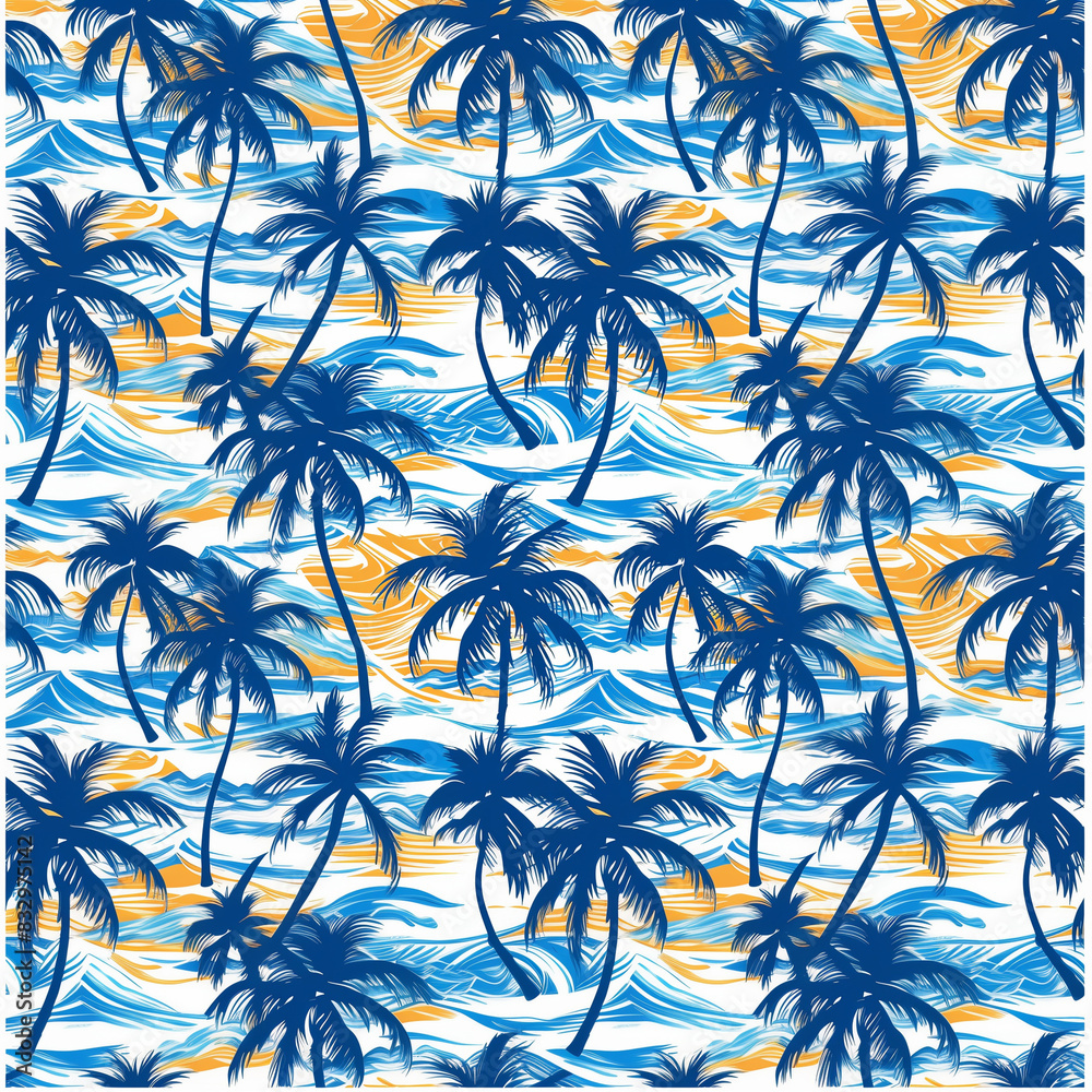 seamless pattern sea and coconut tree of shirt Hawaii style seamless pattern sea and coconut tree of shirt Hawaii style