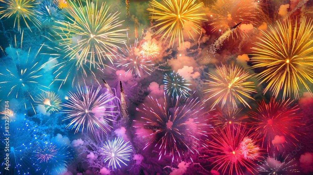 fireworks in the night sky. fireworks in the night sky.