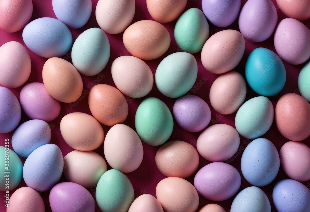 dense layout of eggs dyed in soothing shades of pink, purple, blue, and green, with a subtle shadow effect to add depth and dimension to the composition dense layout of eggs dyed in soothing shades of pink, purple, blue, and green, with a subtle shadow effect to add depth and dimension to the composition