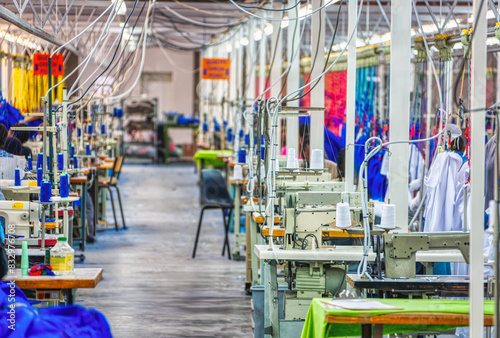 textile factory with sewing machines, industrial economic african developments and diversification into large scale manufacturing