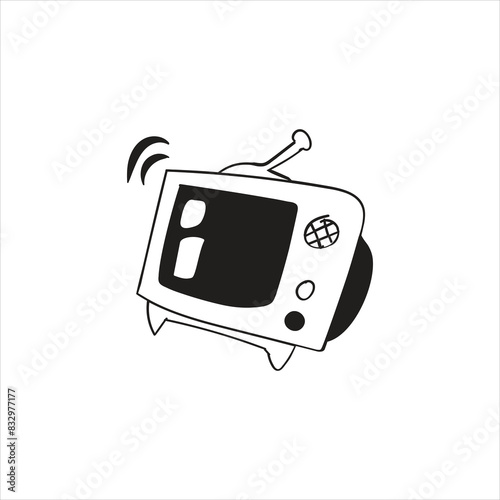 Hand drawn classic television doodle