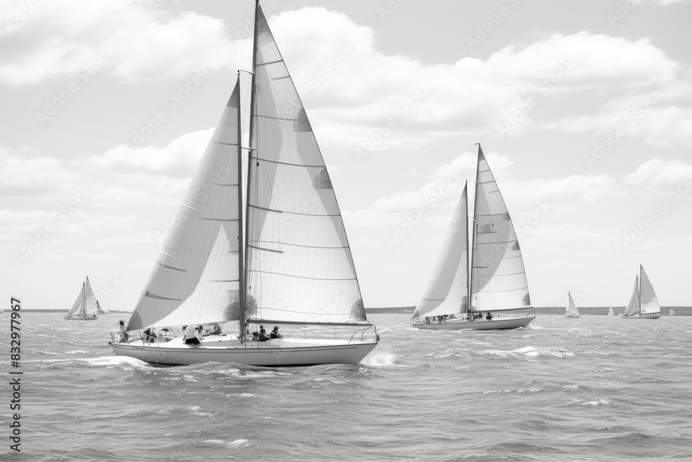 Fototapeta premium Summer sailing regattas - Generative AI