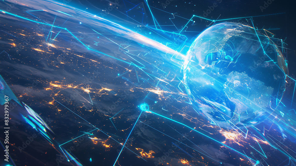Obraz premium Earth with Digital Network for Technology and Connection