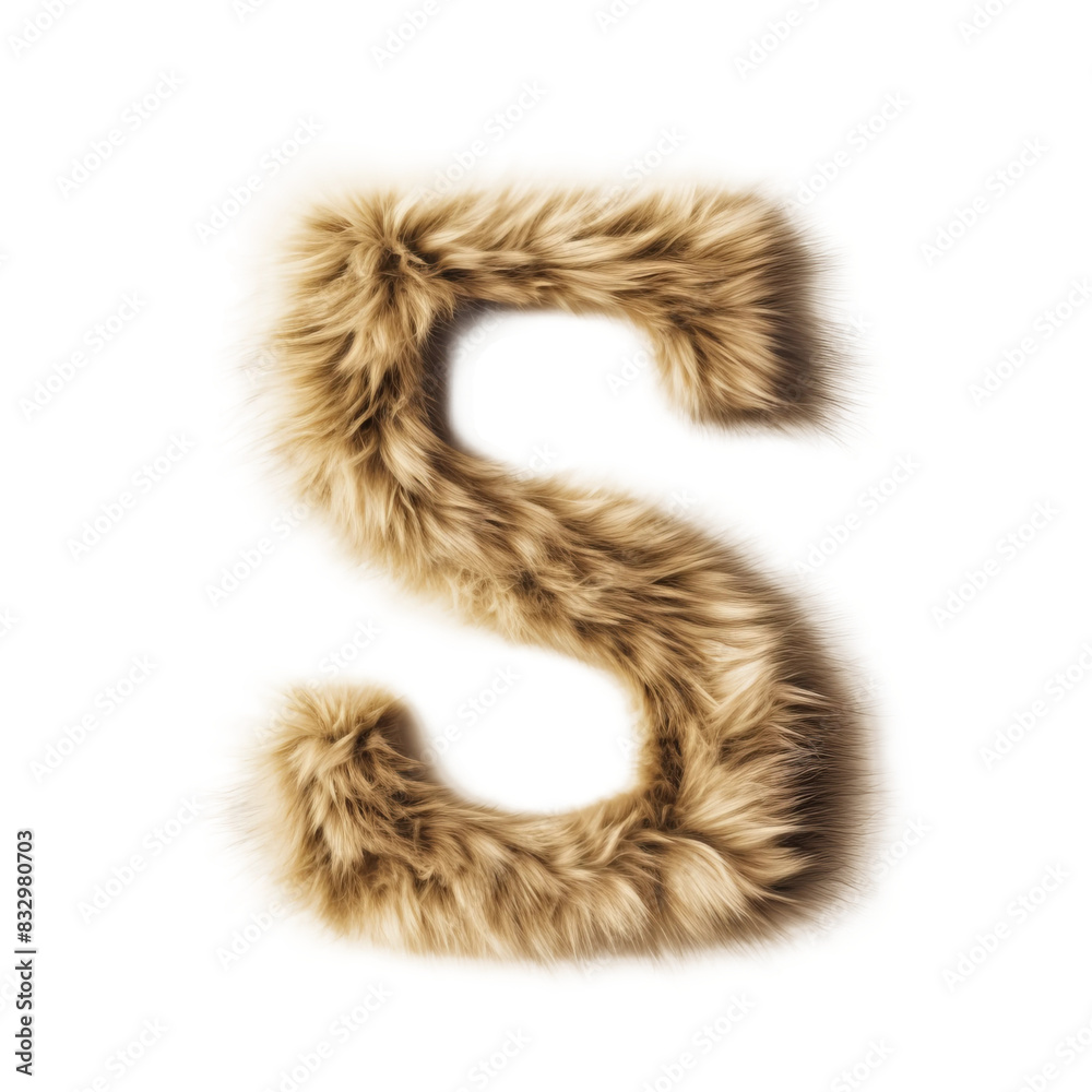 A serif uppercase letter S covered with neatly groomed and soft cat fur, to be generated on a white background A serif uppercase letter S covered with neatly groomed and soft cat fur, to be generated on a white background
