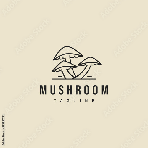 mushroom vintage icon logo design illustration
