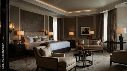 Inside a contemporary room in an opulent hotel