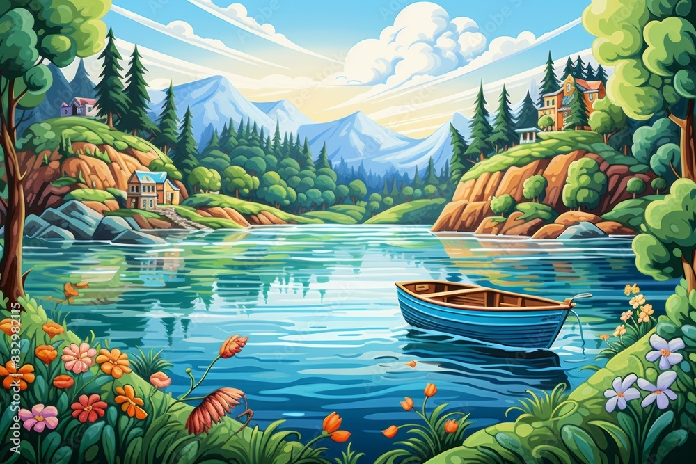 Fototapeta premium Summer boating - Generative AI