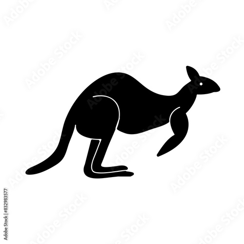 Kangaroo side view icon. Jumping kangaroo vector black flat icon on white background..eps