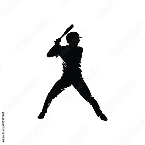 baseball bat player silhouette vector template