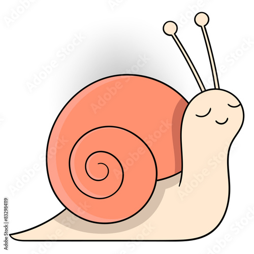 snail is walking slowly towards its nest