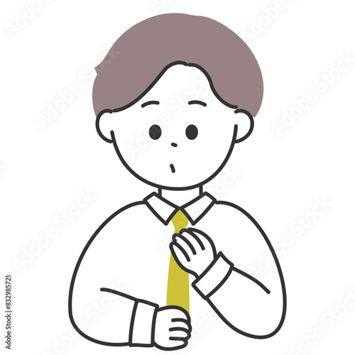 黄色いネクタイを閉めているビジネスマンのイラスト
