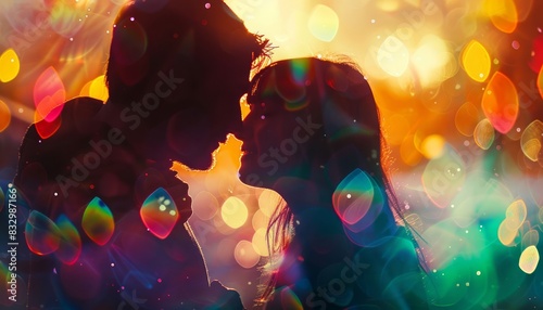 Ein Paar in Love Romantic Love Tasting Rainbow morn photo