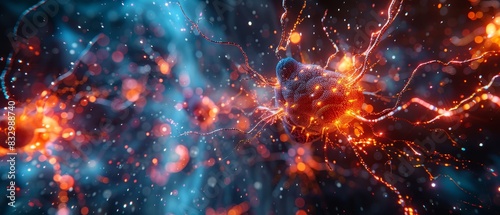 Hyper-detailed illustration of brain neurons firing, demonstrating intricate neural connections and pathways, representing medical technology and futuristic breakthroughs