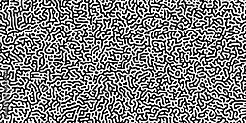 Abstract truing organic wallpaper Turing reaction diffusion monochrome seamless pattern with chaotic motion. Generative algorithm psychedelic background. Reaction-diffusion or truing pattern formation photo
