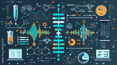 Futuristic data science and technology interface with charts, graphs, and algorithms representing advanced analytical concepts and innovation.