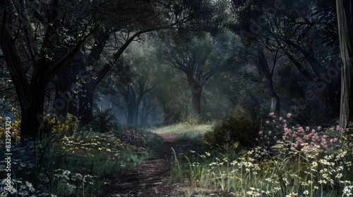 Enchanted dim woodland
