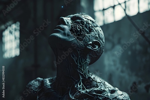 Unsettling Humanoid Creature in Abandoned Industrial Setting