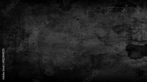 Black background vector illustration with vintage distressed grunge texture and dark gray charcoal color paint, black stone, cement or concrete wall