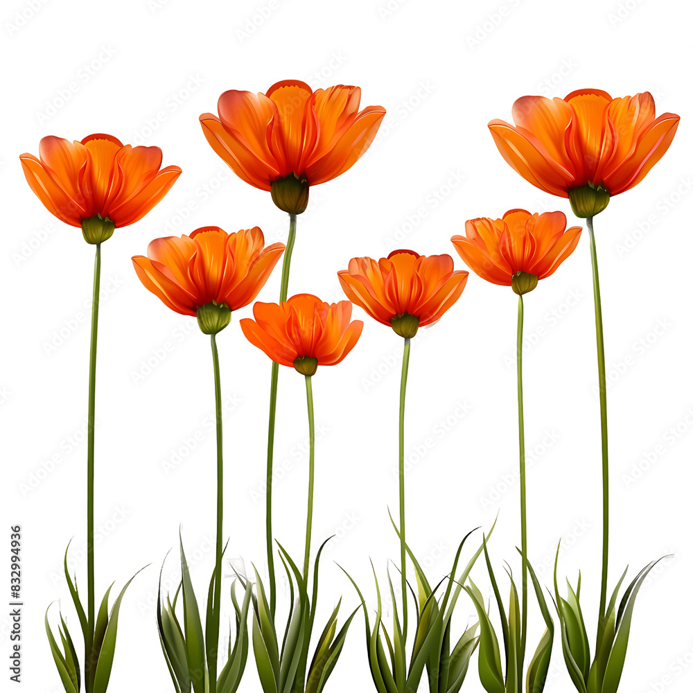 Obraz premium Premium Orange Floral Foreground Cut Outs High Quality Images