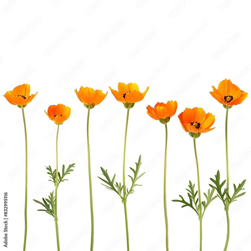 Fototapeta premium Seamless Integration Orange Flowers Cut Outs Stock Photos