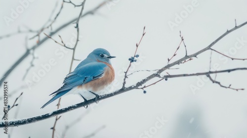 Isolated Bluebird in Natural Habitat 