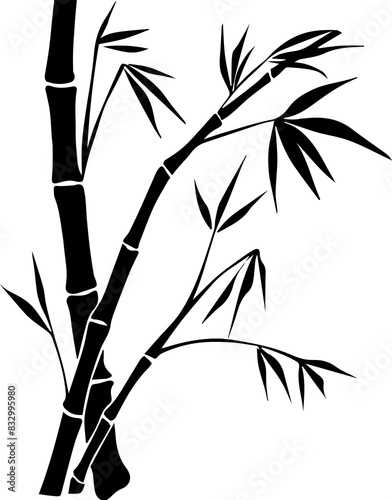 Black bamboo on white, Zen Garden Inspiration Black Bamboo Logo Zen Logo Mastery in Black Elegant Emblem with Bamboo Plant, 