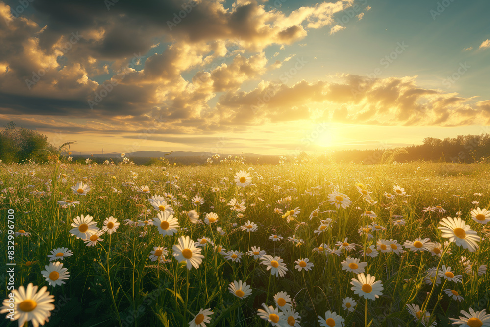 Fototapeta premium Summer landscape with blue sky
