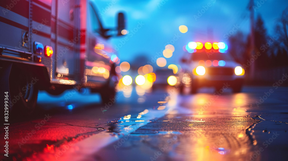 Emergency ambulance car going to receive patient on city road with blur background Emergency ambulance car going to receive patient on city road with blur background